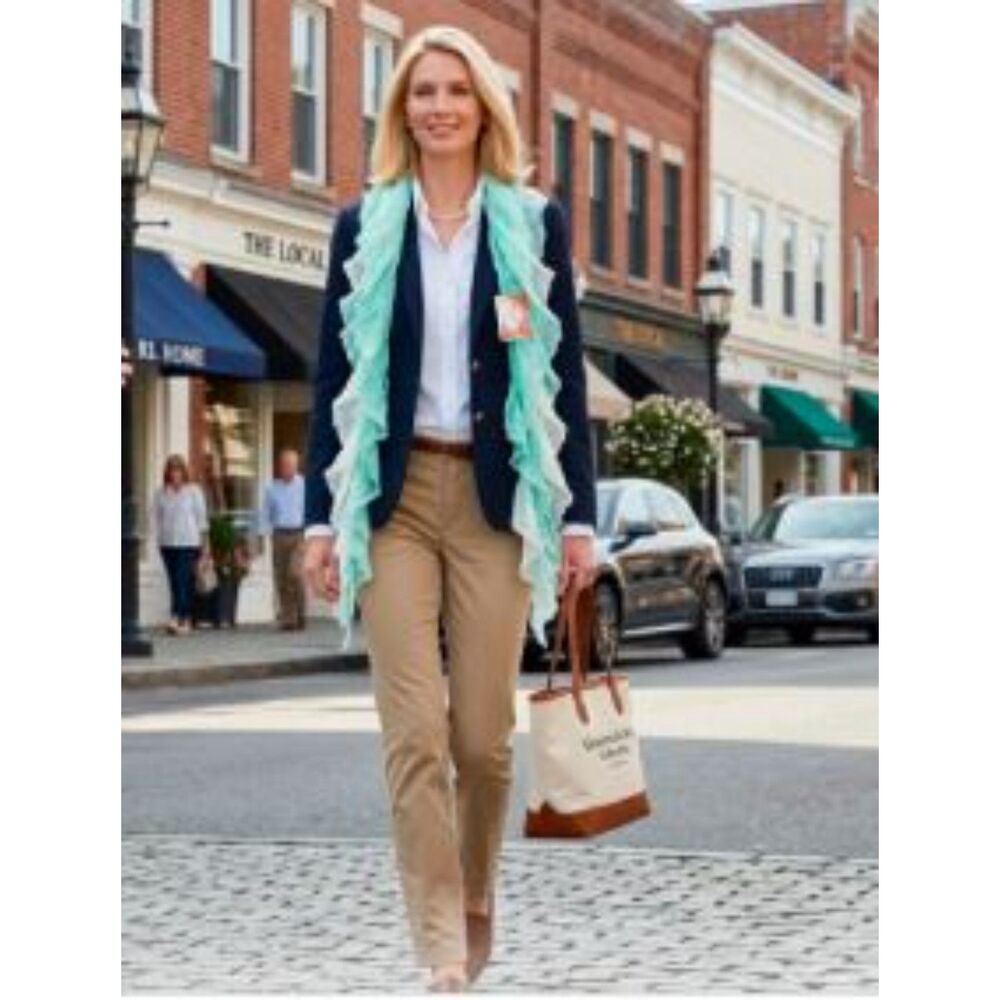 Vance Kitira Women's Julian raw Edge Scarf Wrap NWT 59 Teal White